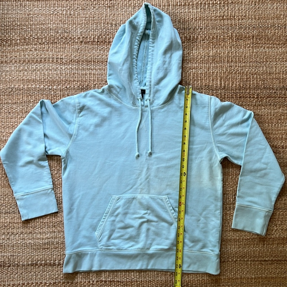J. Crew Lightweight Garment Dyed Hoodie in Light Blue Turquoise Size L - Picture 9 of 11